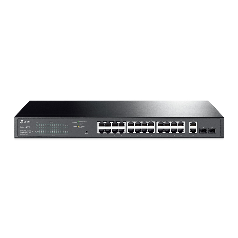 TP-LINK Switch Gigabit 28 ports  GIGABIT EASY SMART SWITCH WITH 24 PORTS POE +