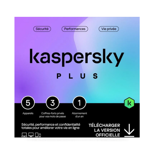 KASPERSKY Plus (équivalent à Internet Security) - 5 Postes / 1 an