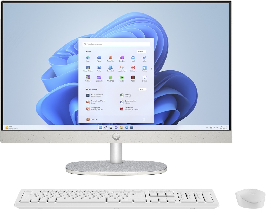 HP AIO 24 i7-1355U 23.8"FHD 16Go 512Go SSD W11H Touch Shell White 12M